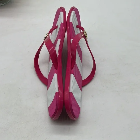 Juicy Couture Pink White Flip Flop Sandal Size 7-8. FFT2548D - Picture 5 of 8